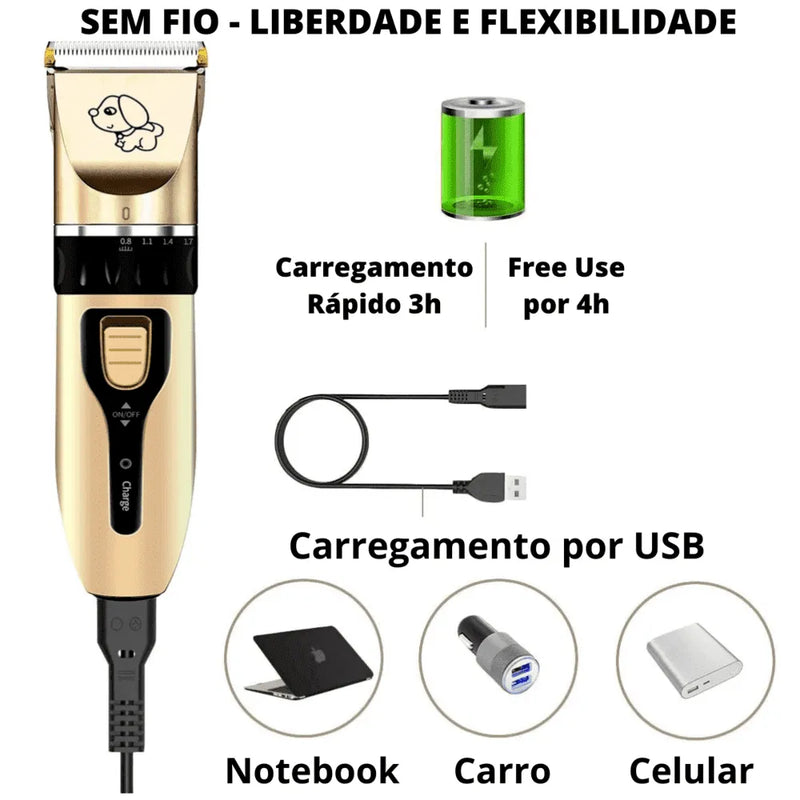 Aparador de Pelos Profissional sem Fio para Pet - Site compre mais