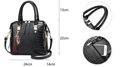 Bolsa Feminina de Couro com Design de Crocodilo - Site compre mais