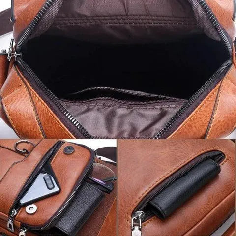 Bolsa Masculina Jеер de Couro + Carteira de Couro Brinde - Site compre mais