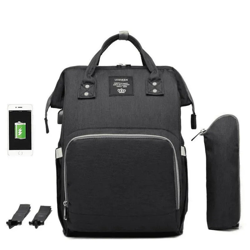 Bolsa Mochila Maternidade LeQueen USB - Site compre mais