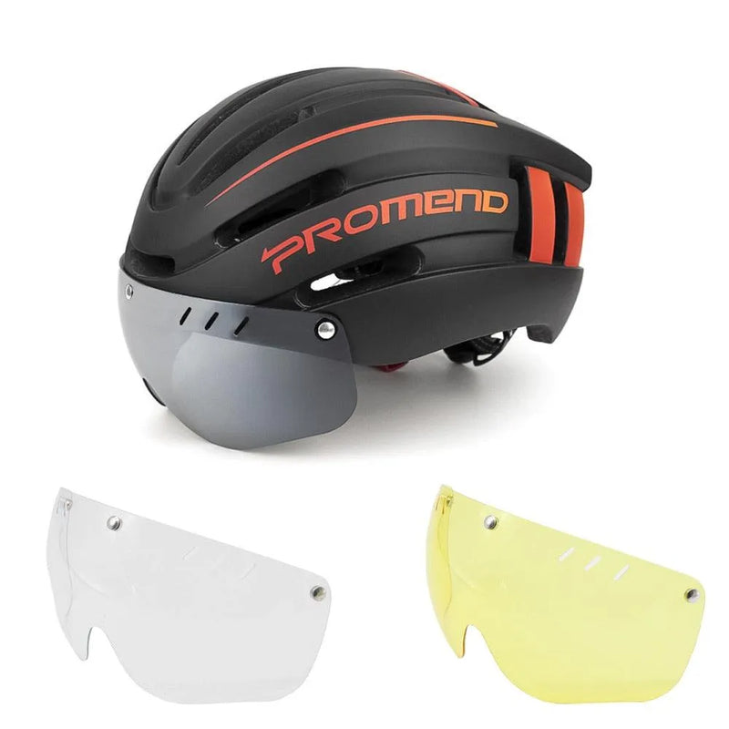 Capacete Ciclismo com Luz Traseira e Viseira Magnética Masculino/Feminino Promend - Site compre mais