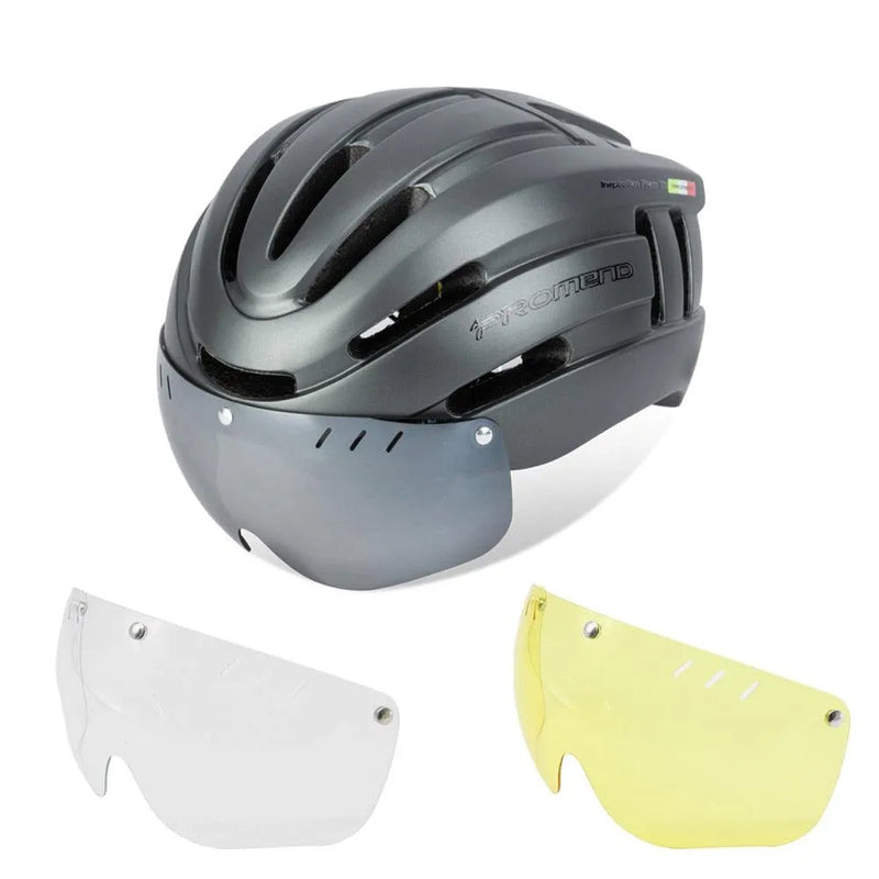 Capacete Ciclismo com Luz Traseira e Viseira Magnética Masculino/Feminino Promend - Site compre mais