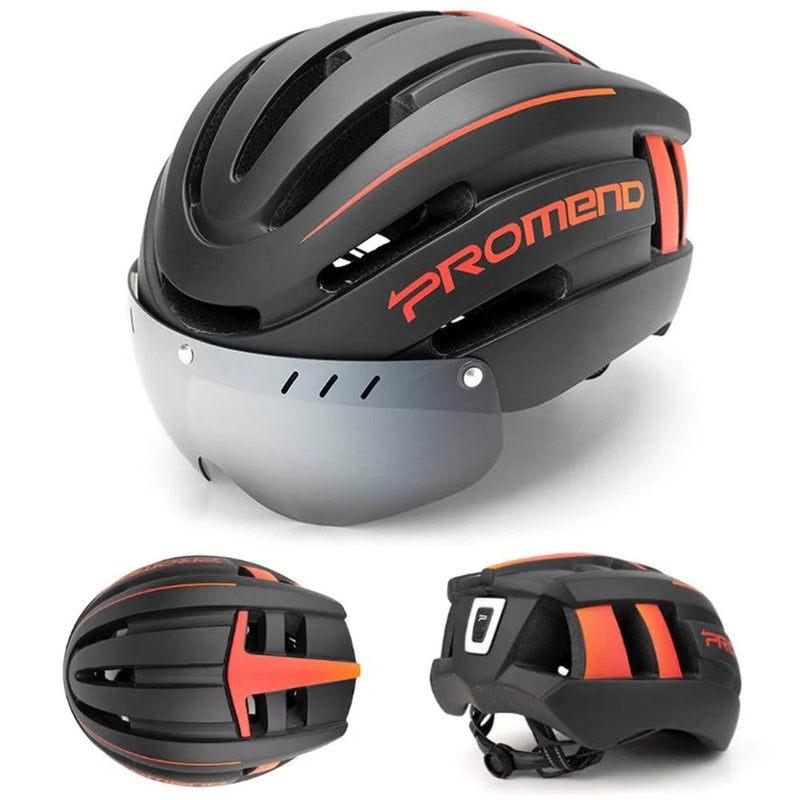 Capacete Ciclismo com Luz Traseira e Viseira Magnética Masculino/Feminino Promend - Site compre mais