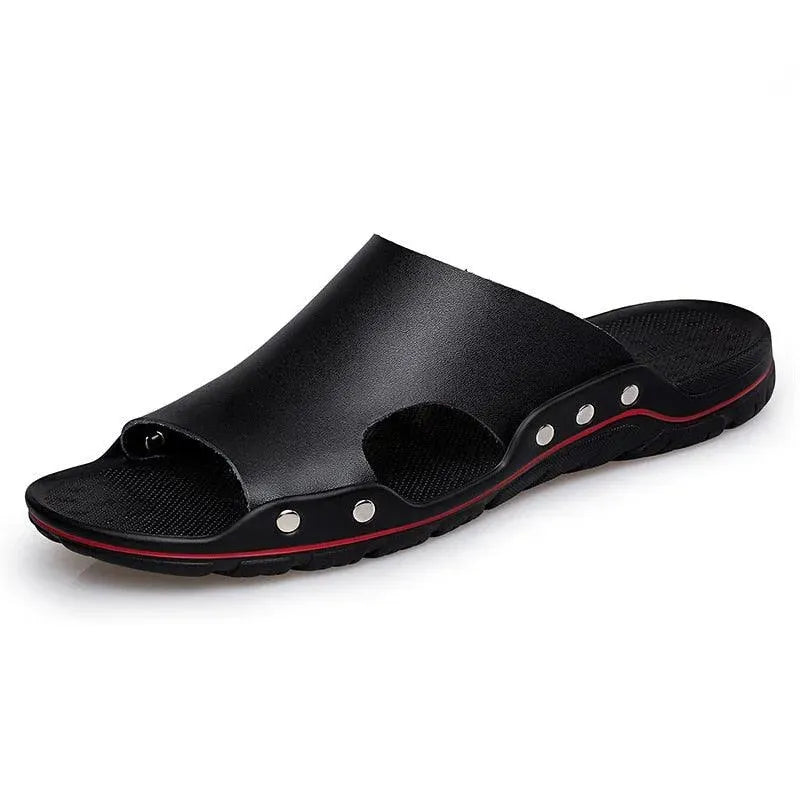 Chinelo de Couro Ortopédico com Sola Antiderrapante - Site compre mais