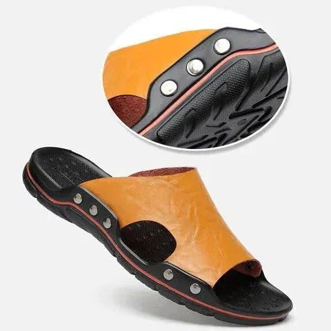 Chinelo de Couro Ortopédico com Sola Antiderrapante - Site compre mais