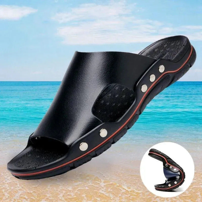 Chinelo de Couro Ortopédico com Sola Antiderrapante - Site compre mais