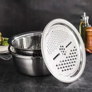 Conjunto de 3 Utensílios de Cozinha - Ralador/Fatiador, Escorredor e Bacia - Site compre mais
