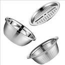 Conjunto de 3 Utensílios de Cozinha - Ralador/Fatiador, Escorredor e Bacia - Site compre mais