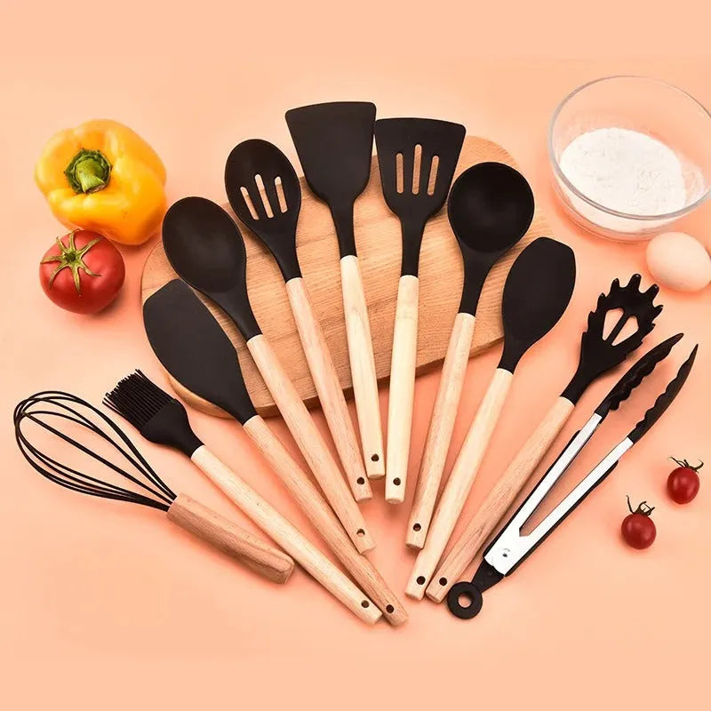 Kit 11 Utensílios de Cozinha em Silicone Minimalista.