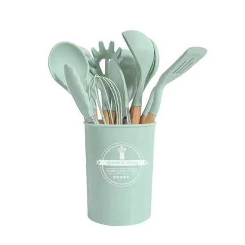 Kit 11 Utensílios de Cozinha em Silicone Minimalista.