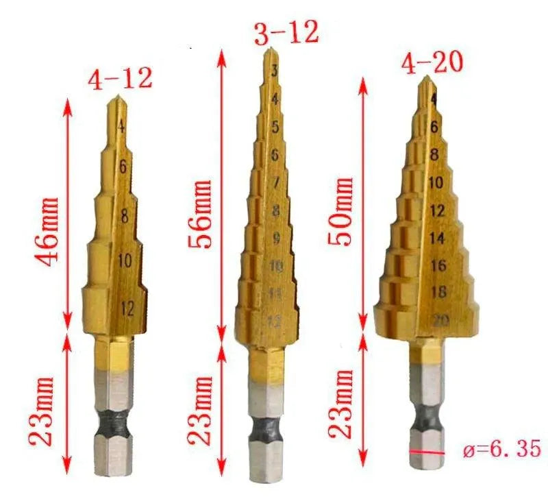 Kit 3 Brocas Escalonadas de Titânio - Site compre mais