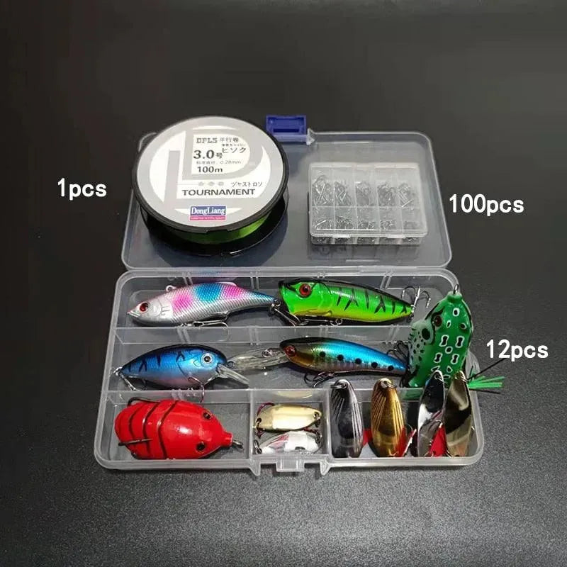 Kit para Pesca com 164 Peças - Linha, Anzol e Iscas Artificiais - Site compre mais