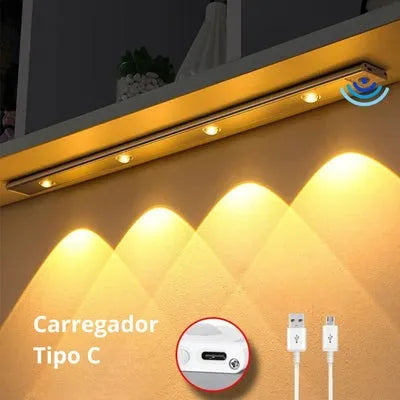 Lâmpada LED Magnética com Sensor de Movimento Recarregável.