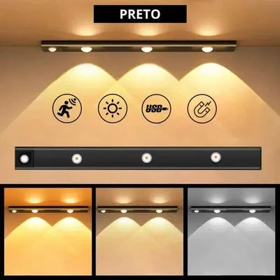 Lâmpada LED Magnética com Sensor de Movimento Recarregável.