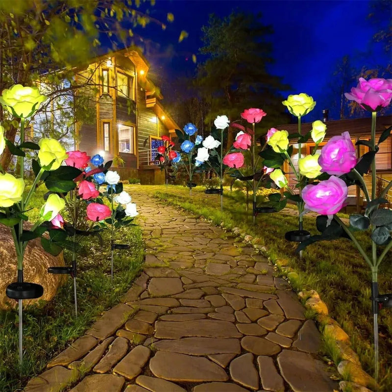 Luminária de Rosa Solar Impermeável para Jardim - Site compre mais