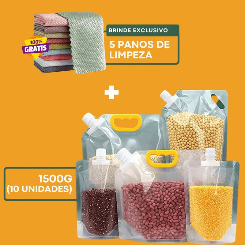 Sacos Potes Premium Armazenador de Alimentos Reutilizáveis - Compre 5 Leve 10 + Brindes Exclusivos 🎁 - Site compre mais