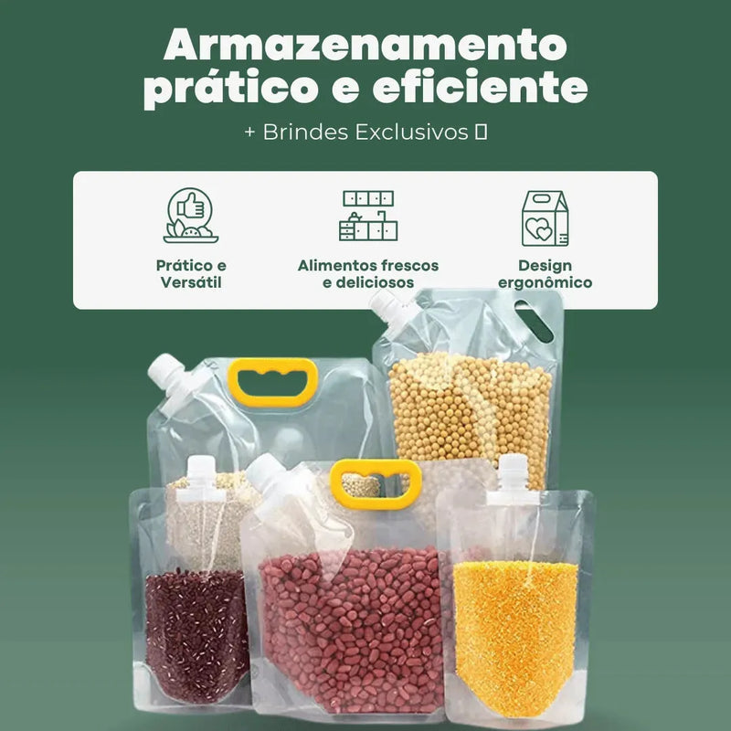 Sacos Potes Premium Armazenador de Alimentos Reutilizáveis - Compre 5 Leve 10 + Brindes Exclusivos 🎁 - Site compre mais