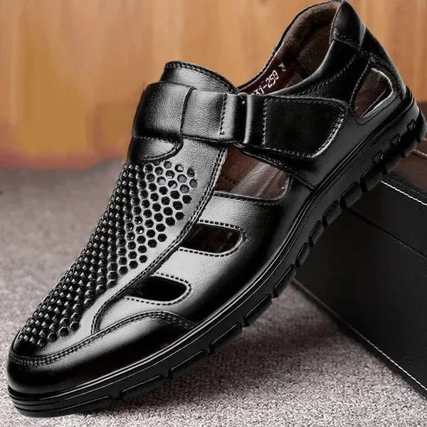 Sandália Masculina Clássica de Couro Respirável - Site compre mais