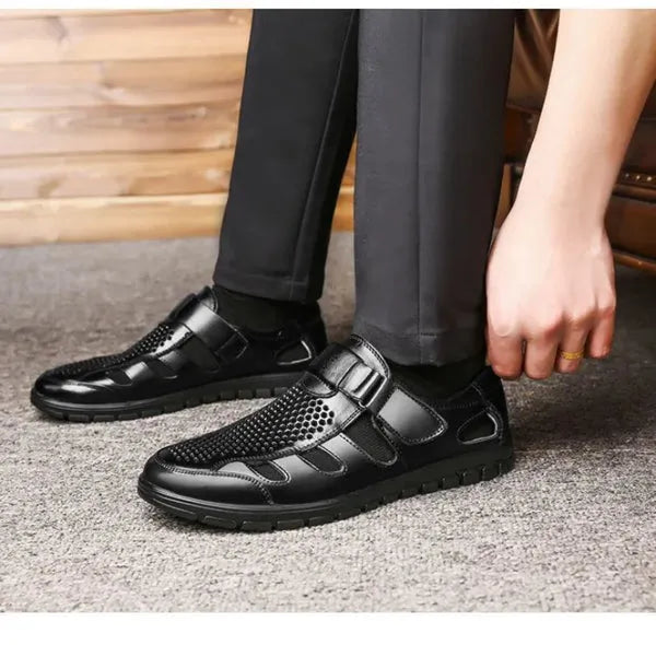 Sandália Masculina Clássica de Couro Respirável - Site compre mais