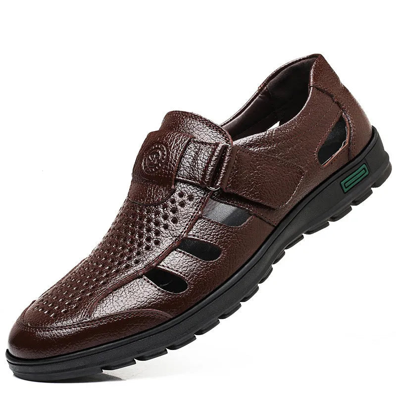 Sandália Masculina Clássica de Couro Respirável - Site compre mais