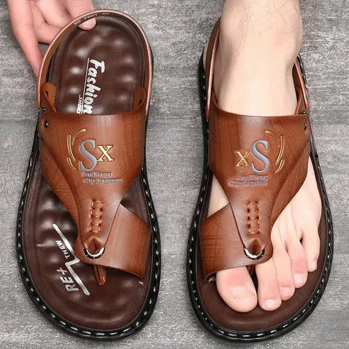 Sandália Masculina de Couro Antiderrapante - UrbanWalk - Site compre mais
