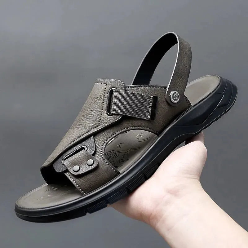 Sandália Masculina Ergonômica de Couro Plataforma - ComfortFlex.