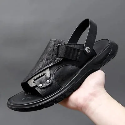 Sandália Masculina Ergonômica de Couro Plataforma - ComfortFlex.