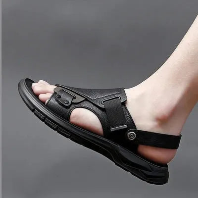 Sandália Masculina Ergonômica de Couro Plataforma - ComfortFlex.