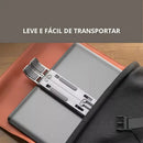 Suporte para notebook leve e fácil de transportar, acomodado em uma bolsa elegante.