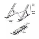 Suporte ergonômico ajustável para Notebook e MacBook em alumínio, medidas de 5cm a 14cm de altura.