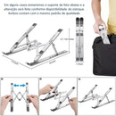 Suporte ajustável para notebook e MacBook em alumínio, portátil com design ergonômico e funcional.