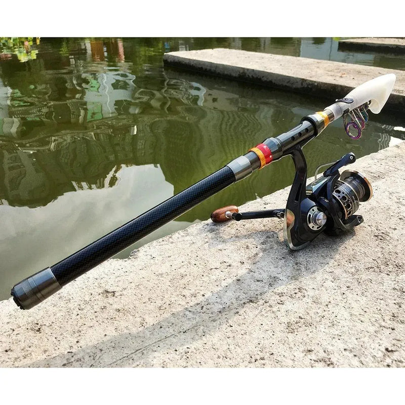 Vara de Pesca Telescopia em Fibra de Carbono com Molinete Drag 10kg - Site compre mais