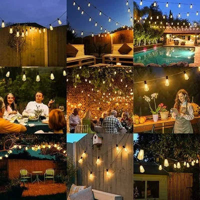 Varal de Luzes com Lâmpadas Bivolt Impermeável para Jardim - GardenLuxe.